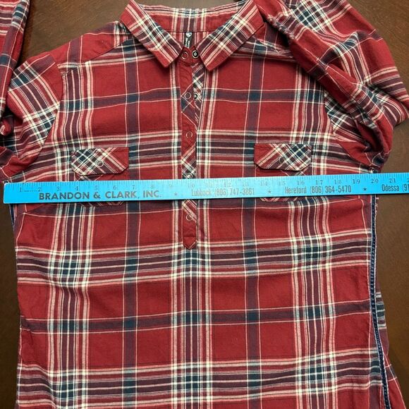 Kuhl Women's Red Maroon Plaid Shirt Popover Women's Size Medium Style# 8219 - Picture 13 of 16